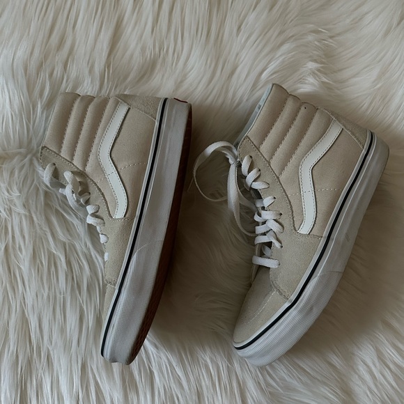 Vans Sk8 Hi Sneakers Cream Bone Suede Women’s 7 - Picture 5 of 9